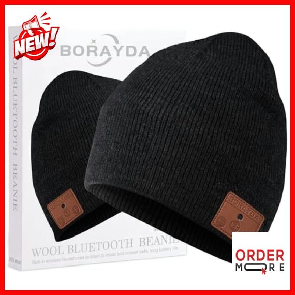 Merino Wool Bluetooth Beanie with HD Stereo, 30-Hour Play Time, Built-in Mic
